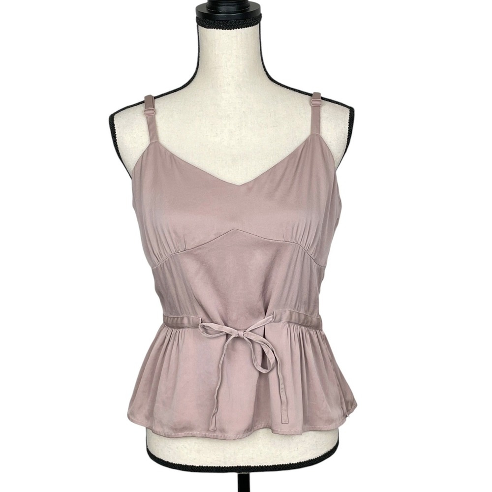 Y2K Balletcore Mauve Silk Peplum Cami Top Womens 10 Coquette Romantic Feminine